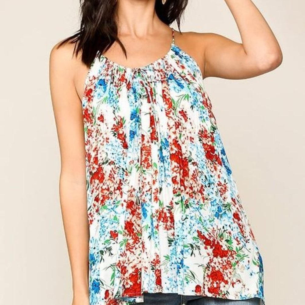 Floral Print Halter Blouse